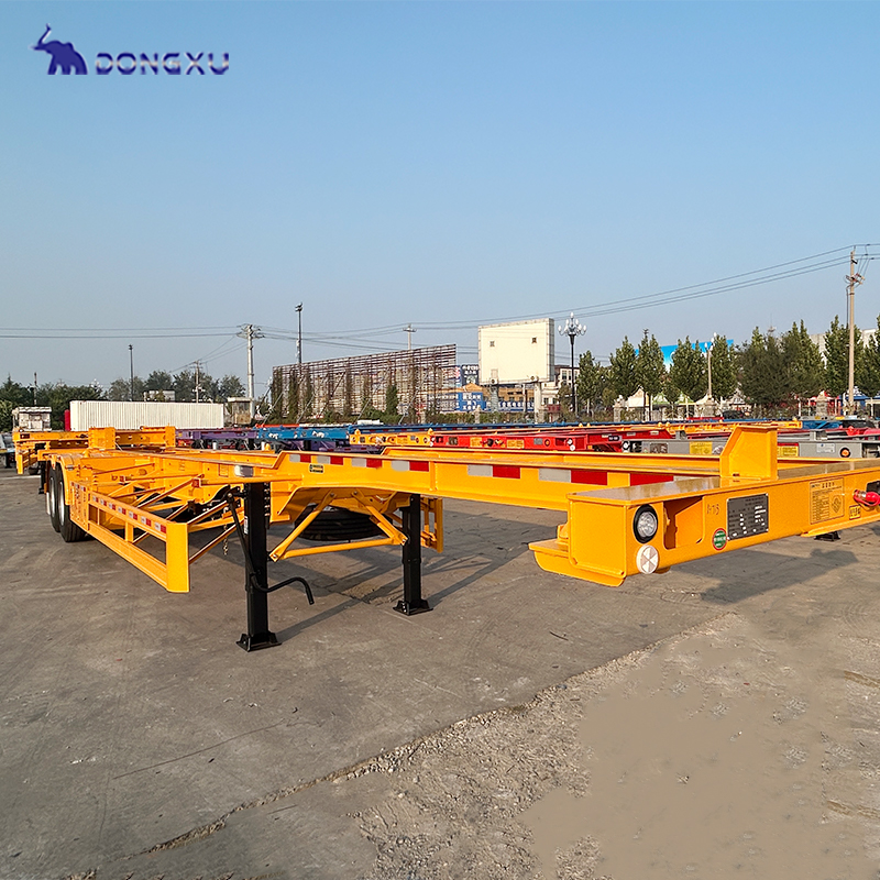 3 Axle 40 Self Loading Trailer Truck,20 Ft Skeleton Container Side Lift 6