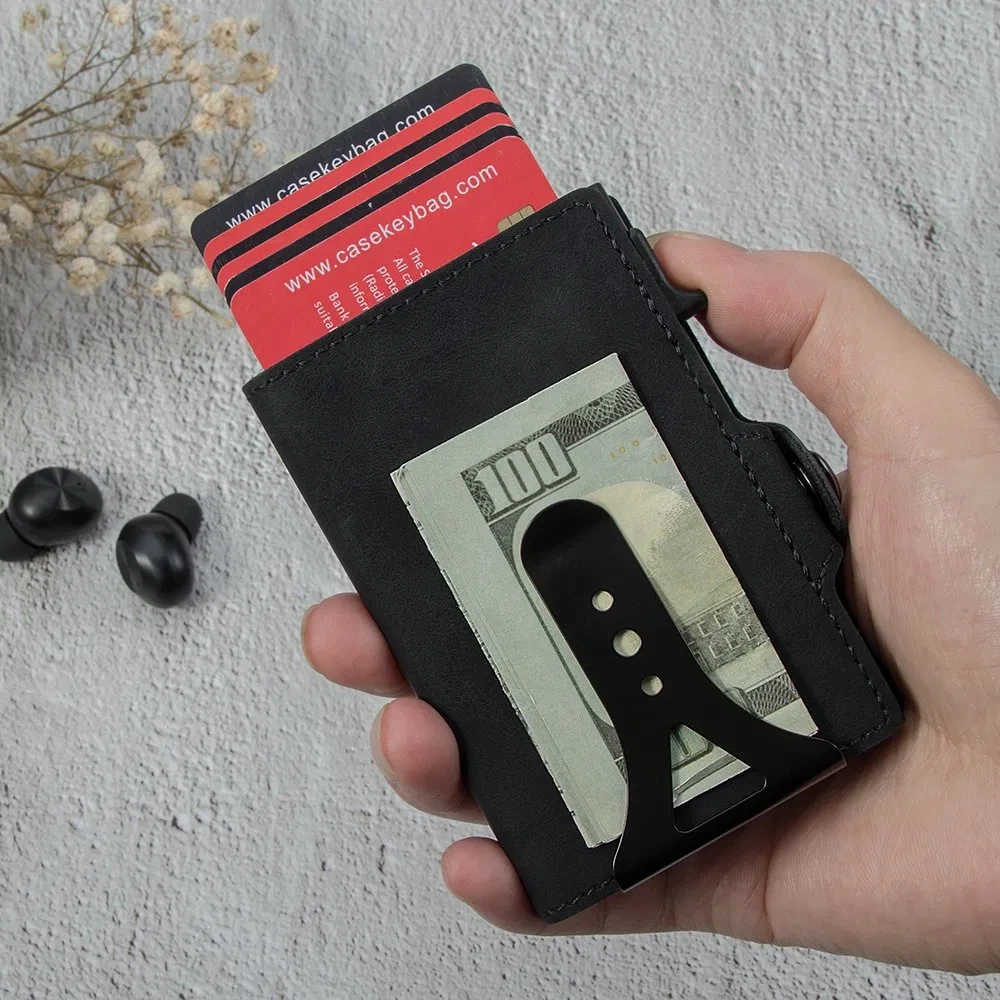 PU RFID-blokkerende smartcard-ID-houder, aluminium zakelijke portemonnee 1