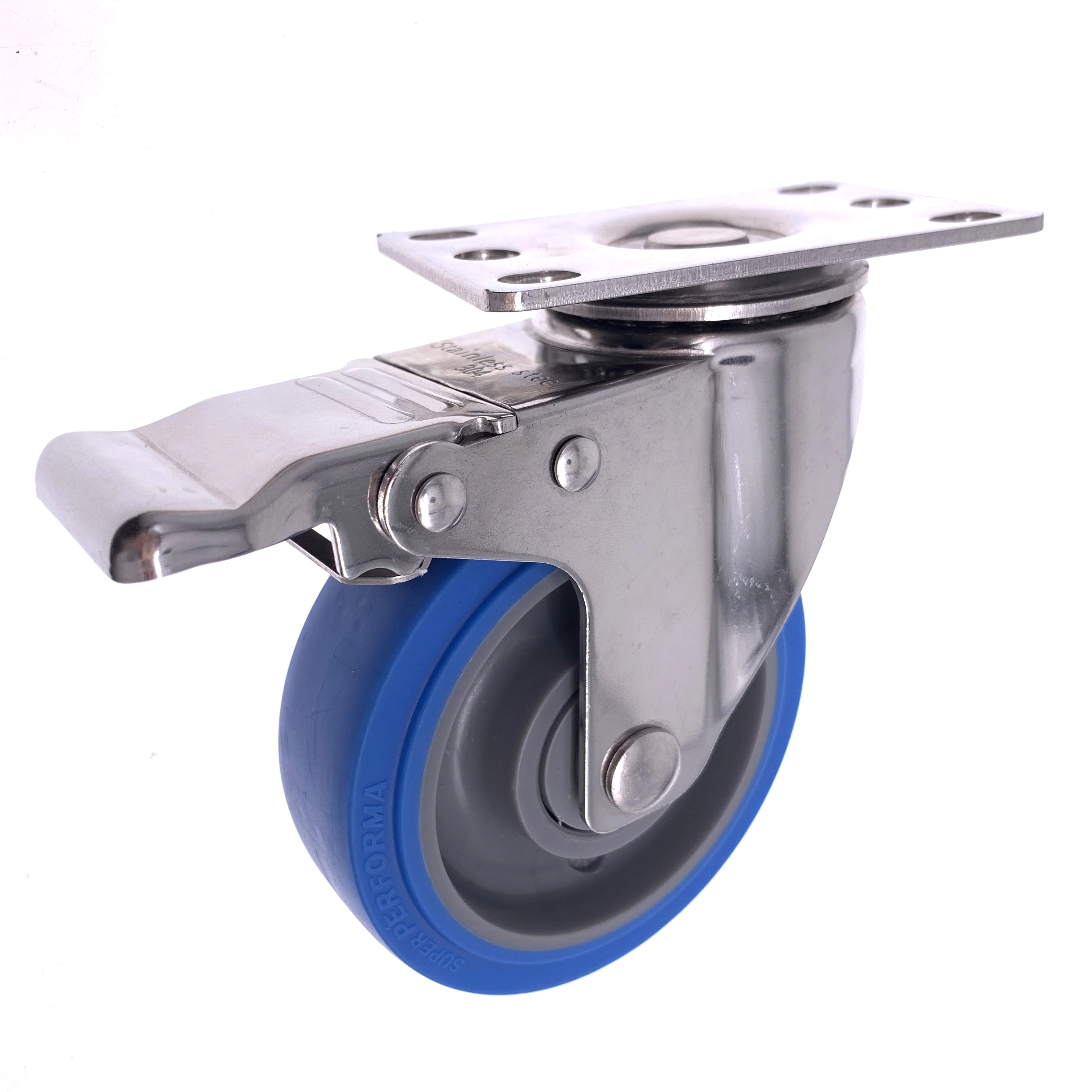100mm Medium Duty For Industrial Universal Wheel Swivel With Brake Thermoplastic Rubber Stainless Steel Casters 1