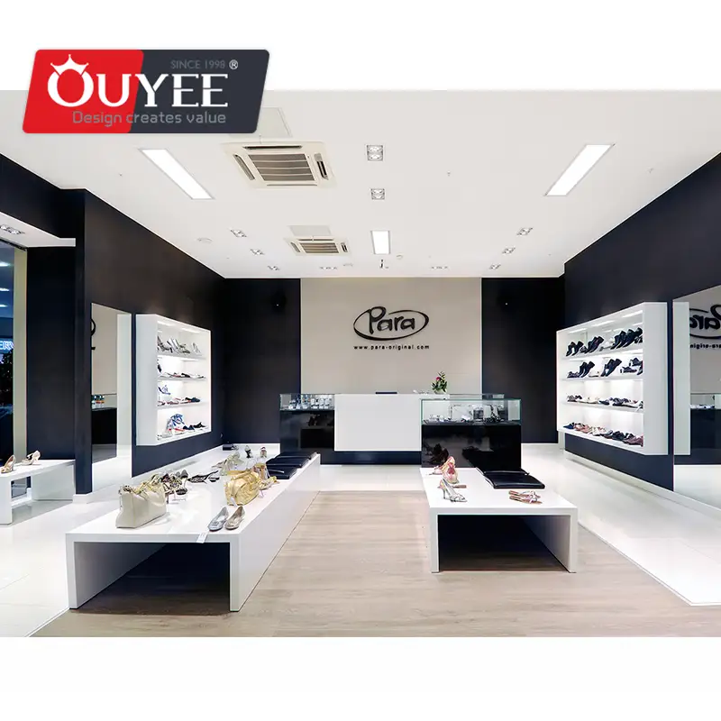 Wandmontiertes Schuhregal – Schuhladen-Ausstellungsschrank 1