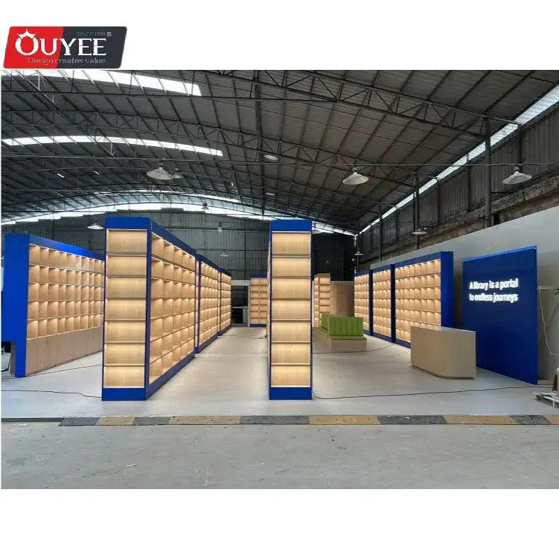 Estantes de madeira personalizadas para bibliotecas escolares e livrarias. 1