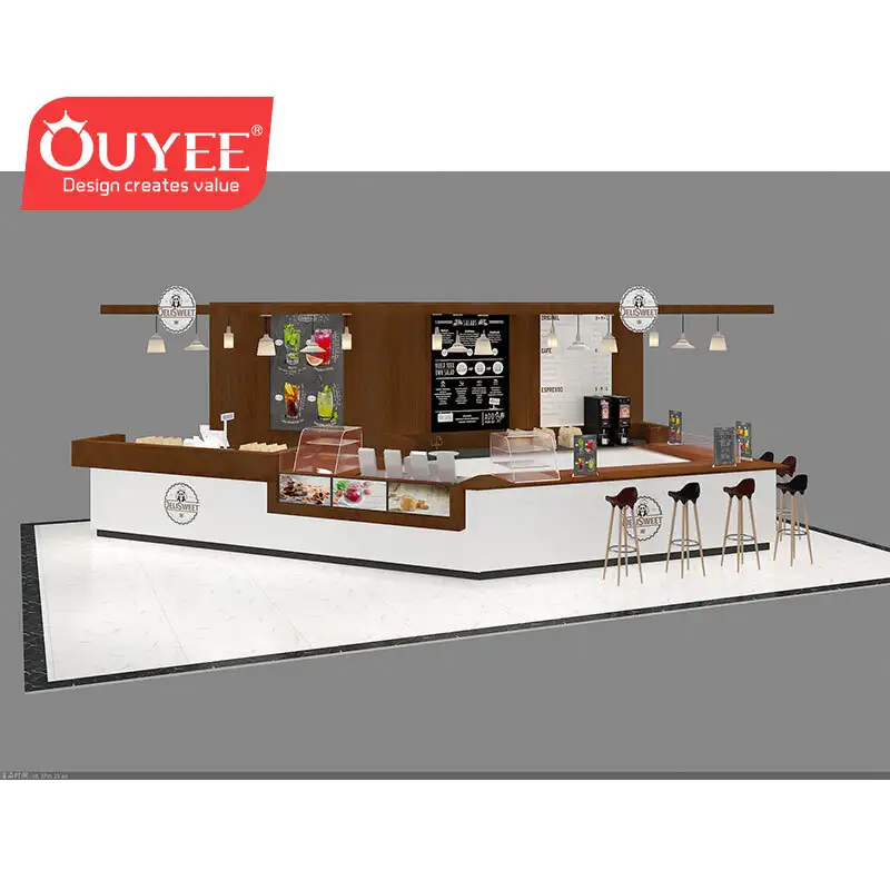 كشك بيع المواد الغذائية بالتجزئة - سقف عليه قائمة طعام، نوافذ قابلة للقفل، وصناديق أكريليك 1