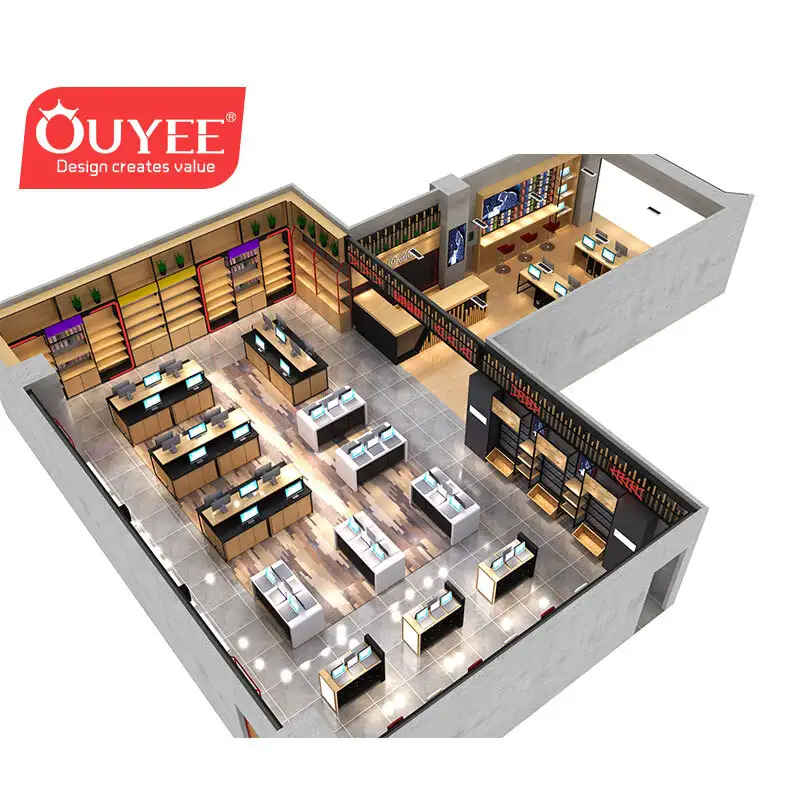 Scaffale espositivo per accessori per laptop, ideale per negozi e showroom di computer. 1