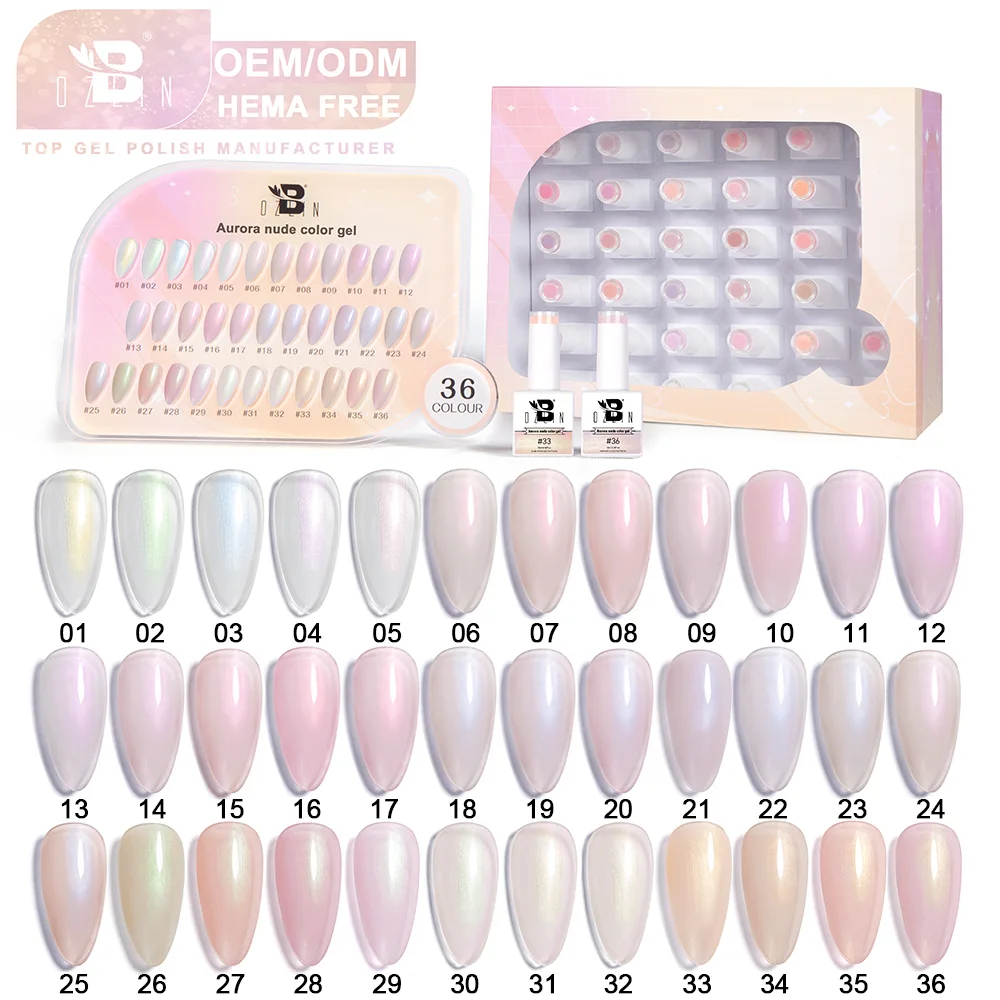 Esmalte de uñas en gel Bozlin Nude Shimmer sin hema Aurora Jelly UV Gel 36 colores 1