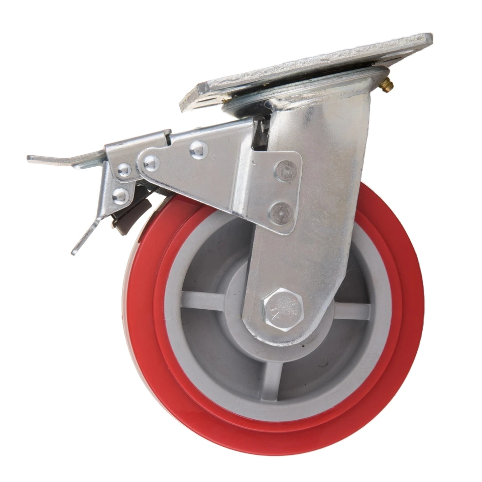 OEM 5 Factory Price PU Polyurethane Universal Galvanized Medium Heavy Duty Industrial Swivel With Brake Caster Wheel1 1