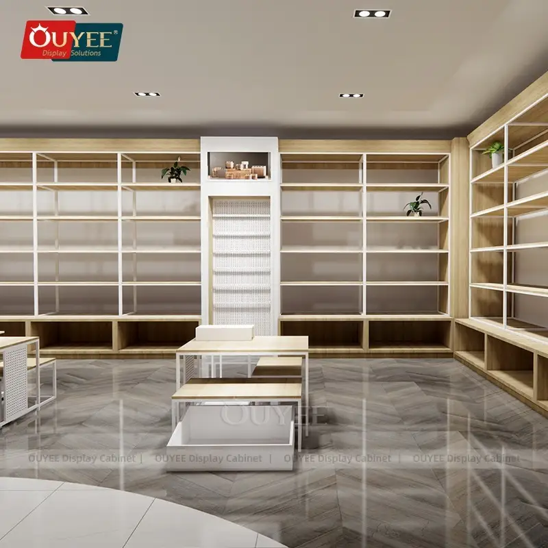 Ladeneinrichtung aus Holz für Wohn- und Bettwaren 1