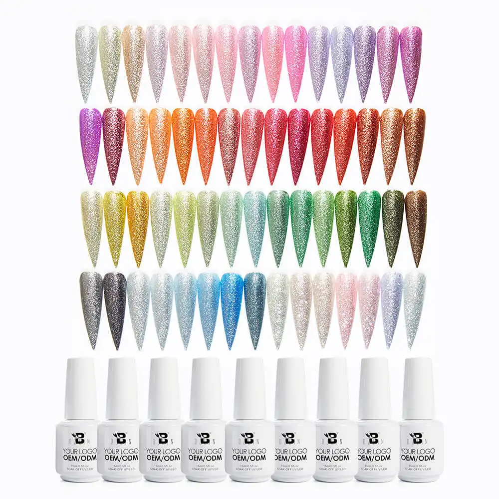 Bozlin 60-Color Glitter Reflective Ultra Platinum UV Gel Nail Polish 15ml 1