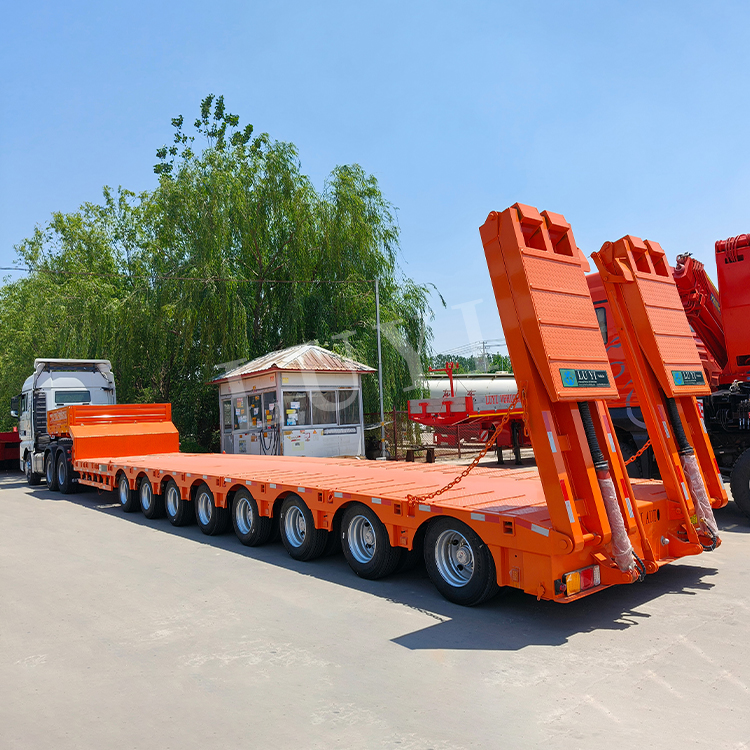 8 оси 120 тонн воздушной подвески Lowbed Lowboy Semi Trailer 4