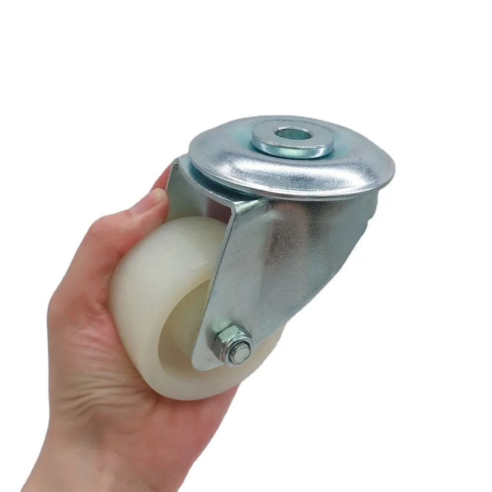 Medium Duty Roller Bearing Caster Wheel 80kgs Wear Resistant Nylon 2.5 Inch 63mm 75mm Rim Flat Free Castor 1