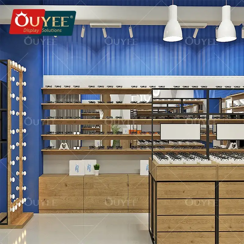 Maßgefertigte Optikerladenmöbel, Brillenpräsentation, Brillenvitrine 1