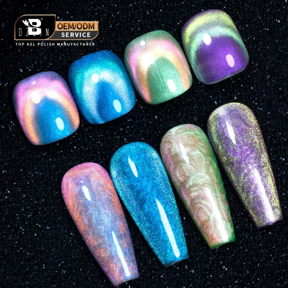 6 Color Fluorescent Aurora Thread Magnetic Soak Off UV Cat Eye Nail Gel Polish 1