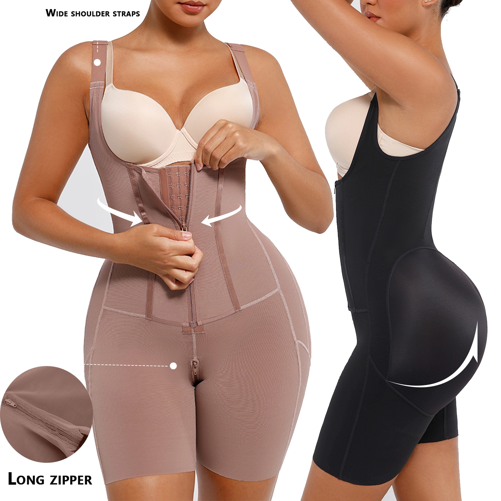 Solid Color Seamless Full Body Shaper for Women MT230168# 1