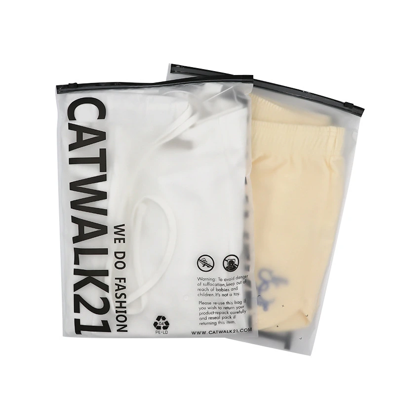 Zip Lock Custom Printed Logo Clear PVC Frosted Plastic Apparel Bag T Shirt Packaging Zipper Garment Bags for Clothing 1