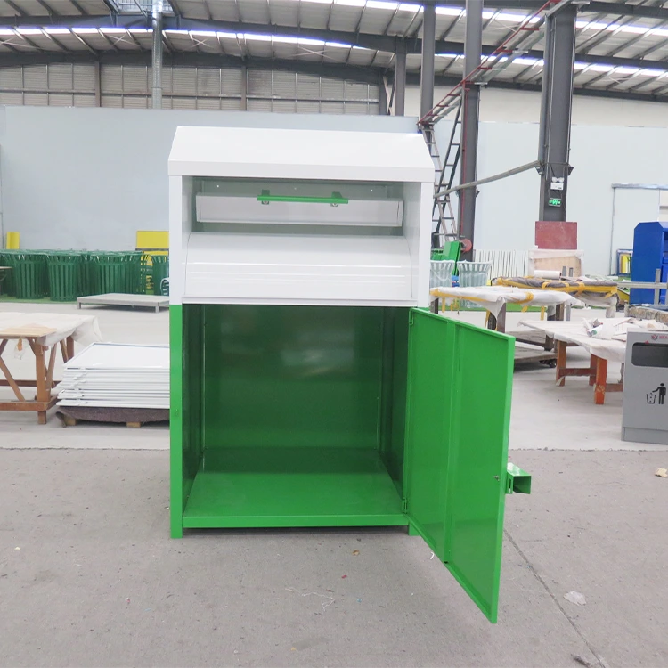 Steel Clothing And Shoes Donation Recycling Box Metal Bin 1