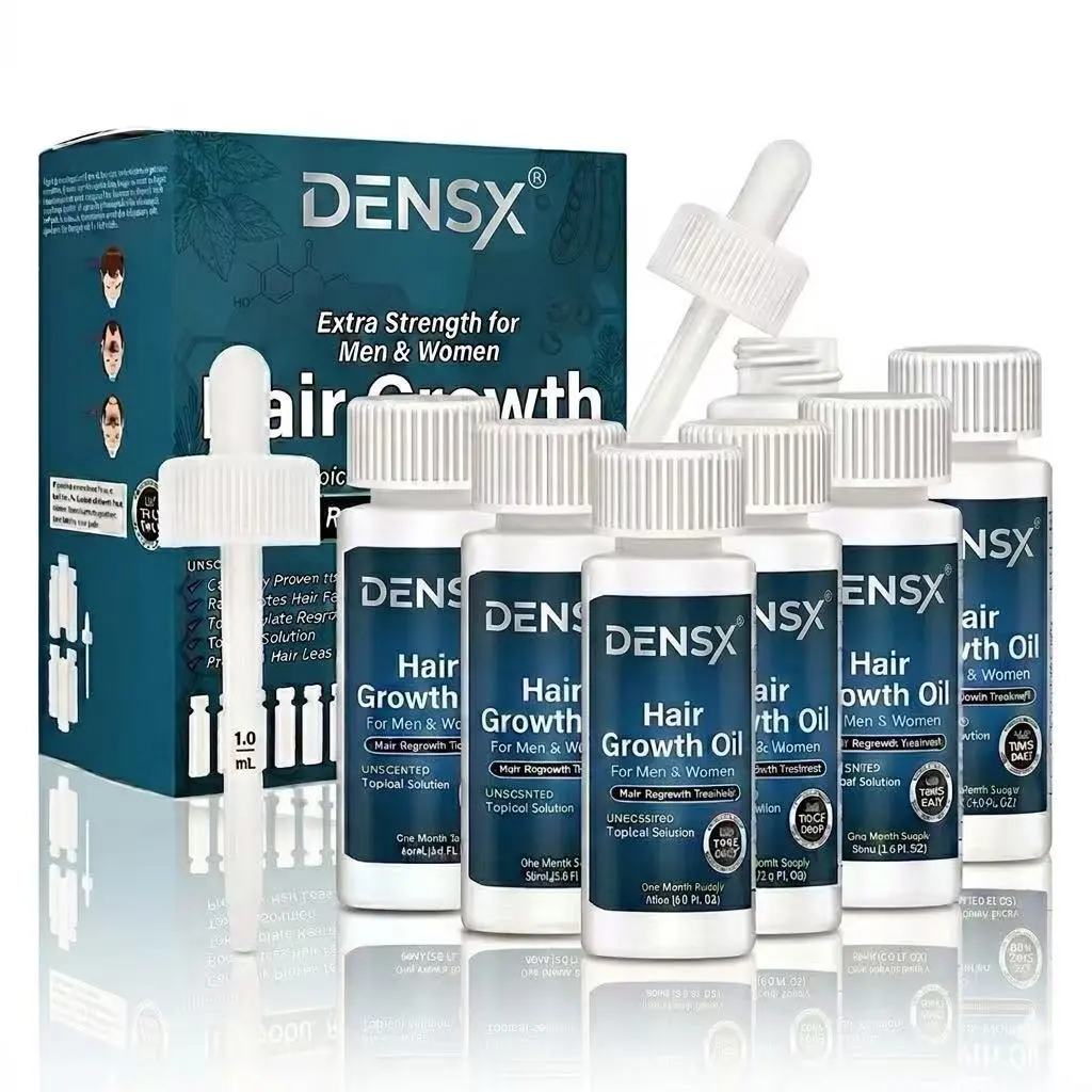 Óleo Capilar Densx 60ml com 5% de Biotina para Crescimento e Fortalecimento das Raízes, Trata a Queda de Cabelo e o Couro Cabeludo Danificado, com Gengibre e Óleo de Coco. 1