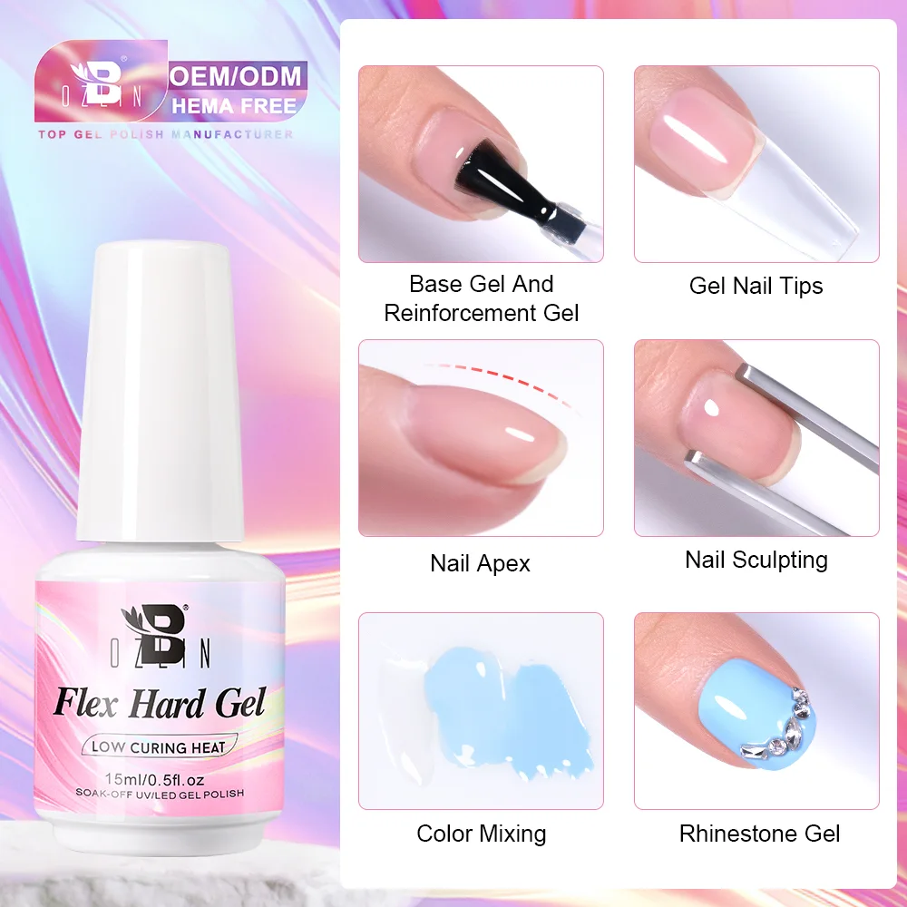 Bozlin 7 in 1 Multifunction UV Gel Nail Polish Clear Flex Hard Gel 15ml 1