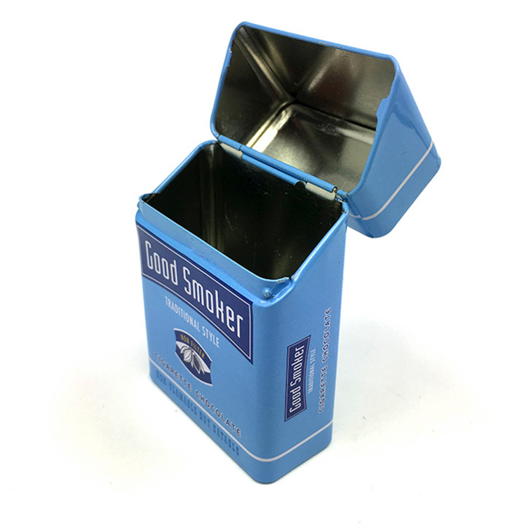 New Arrival High Fashion Custom Print Squared Plain Cigarette Pack Tin Box With Hinged Lid Wholesale 6
