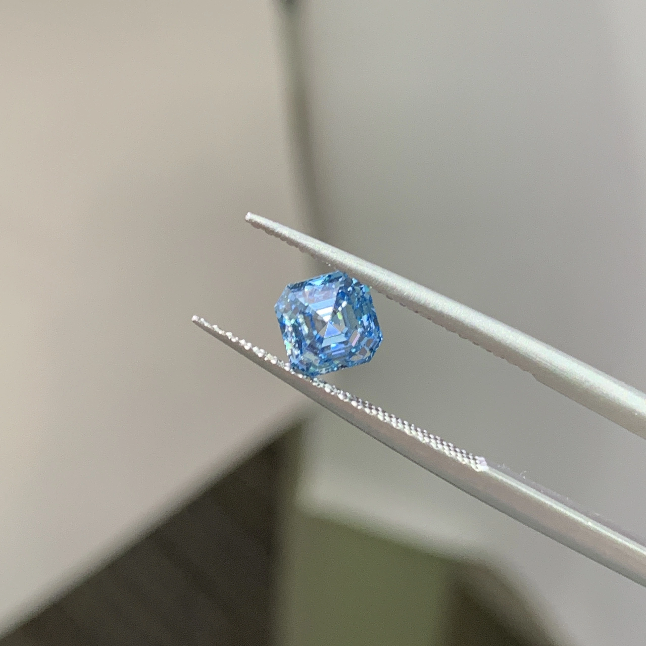 1.08ct Asscher Cut Blue Lab Grown Diamond IGI Certified VS Clarity Fancy Loose 1