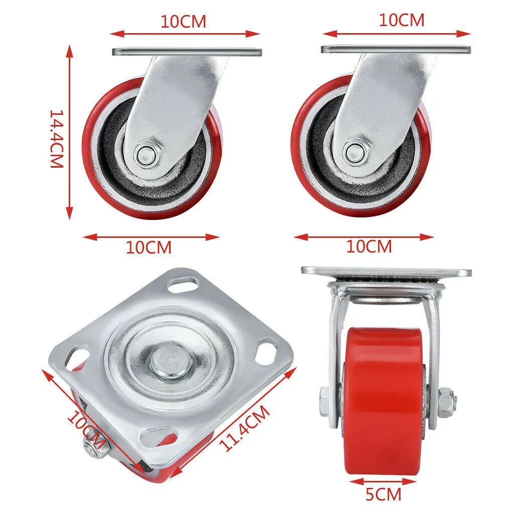 Dj 100mm Cast Iron Wheel Castors High Load Ruedas Pesadas 4 Inch Forklift Trolley Industrial Pu Swivel Heavy Duty Caster 1