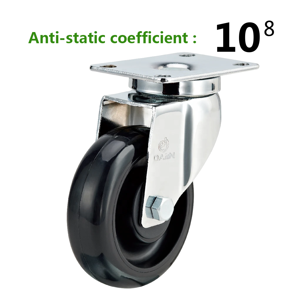 125mm Esd Caster Medium Duty Industrial Anti Static Black Pu Wheel Conductive Caster Trolley Cart Caster 1