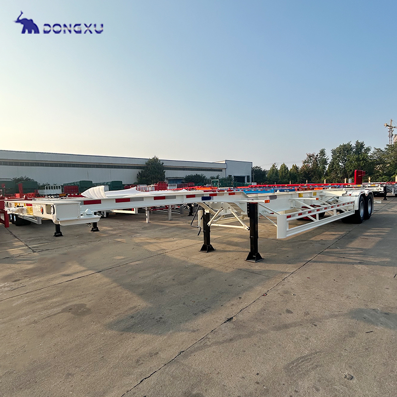 China Factory 3 Axles 20ft Skeleton Trailer 40ft Container Skeleton Semi Trailer Container Chassis For Sale 4