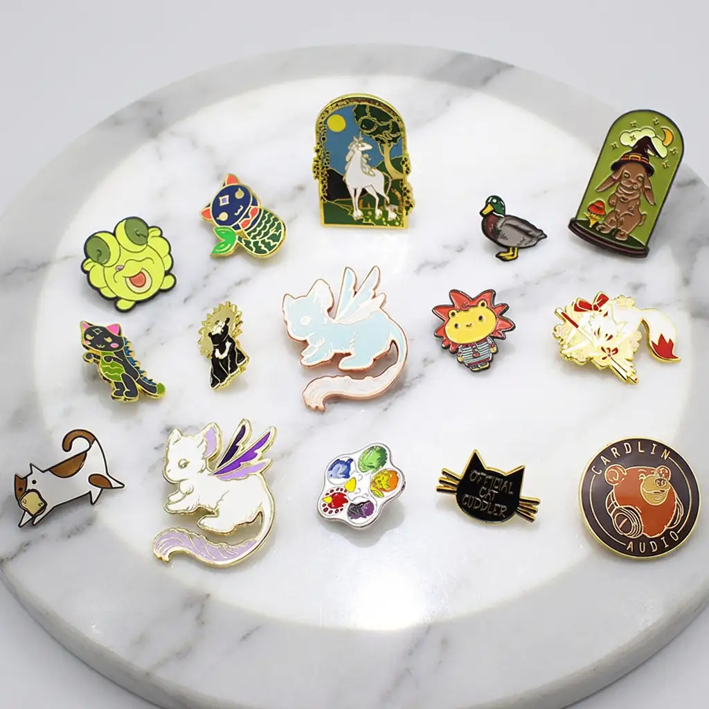 Custom Modern Soft & Hard Enamel Pins | Die-Cut Logo Badges 1