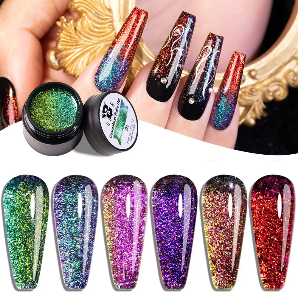 Bozlin 5ml Chameleon Series Glitter Flake Semi-Permanent UV Gel Polish 1