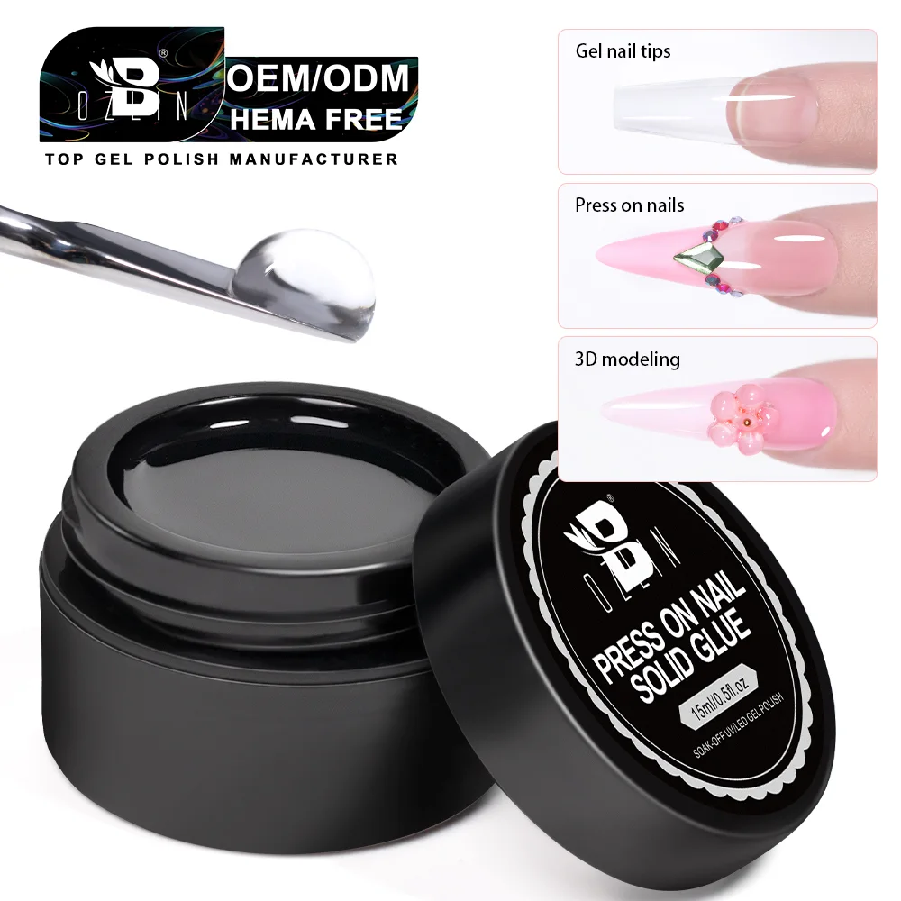 Bozlin Clear Solid Nail Tips Glue Gel 15ml Non-Stick Strong Adhesive Gel 1