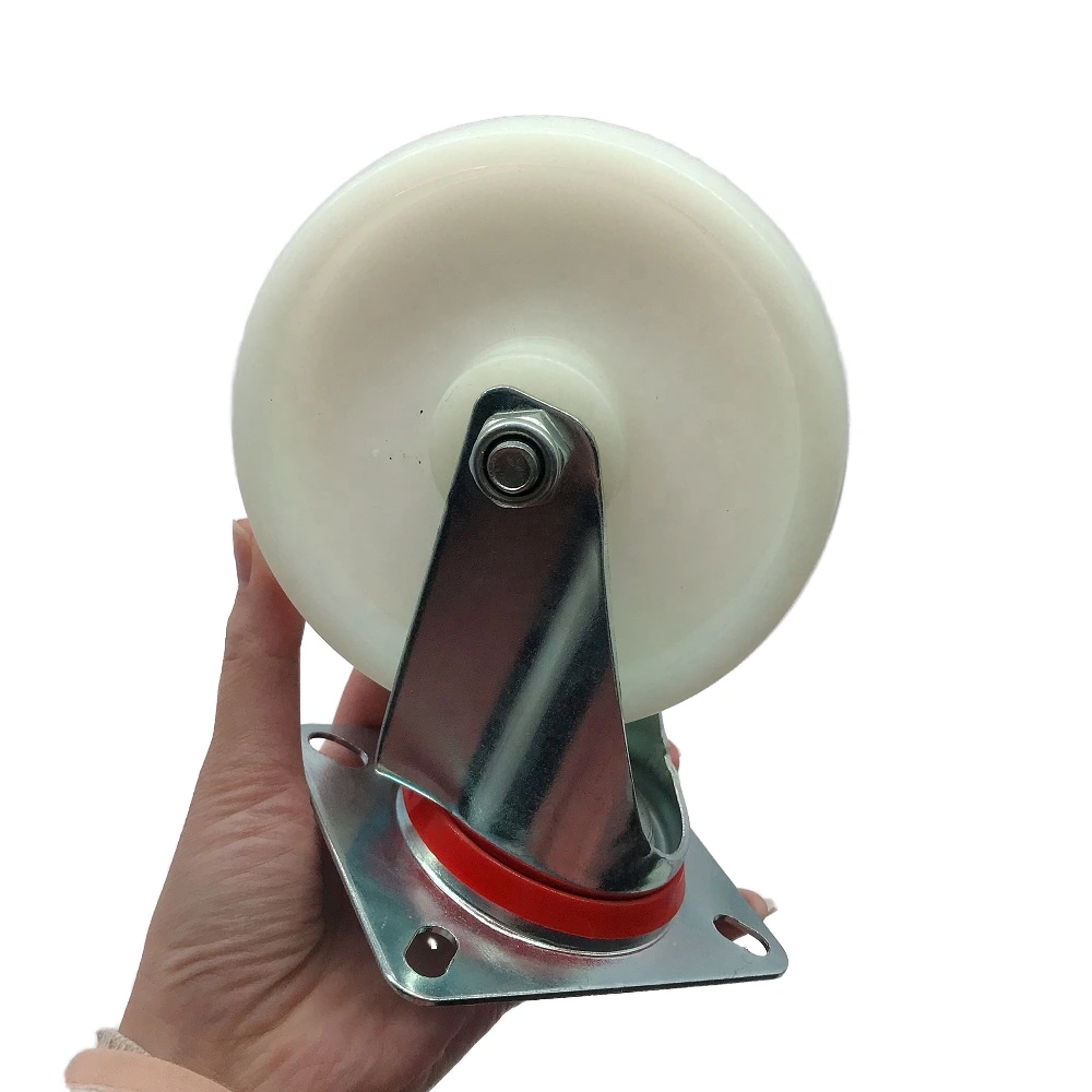 5 European Roller Bearing White Pp Wheel And Pp Core Medium Duty Industrial Casters With Brake 1