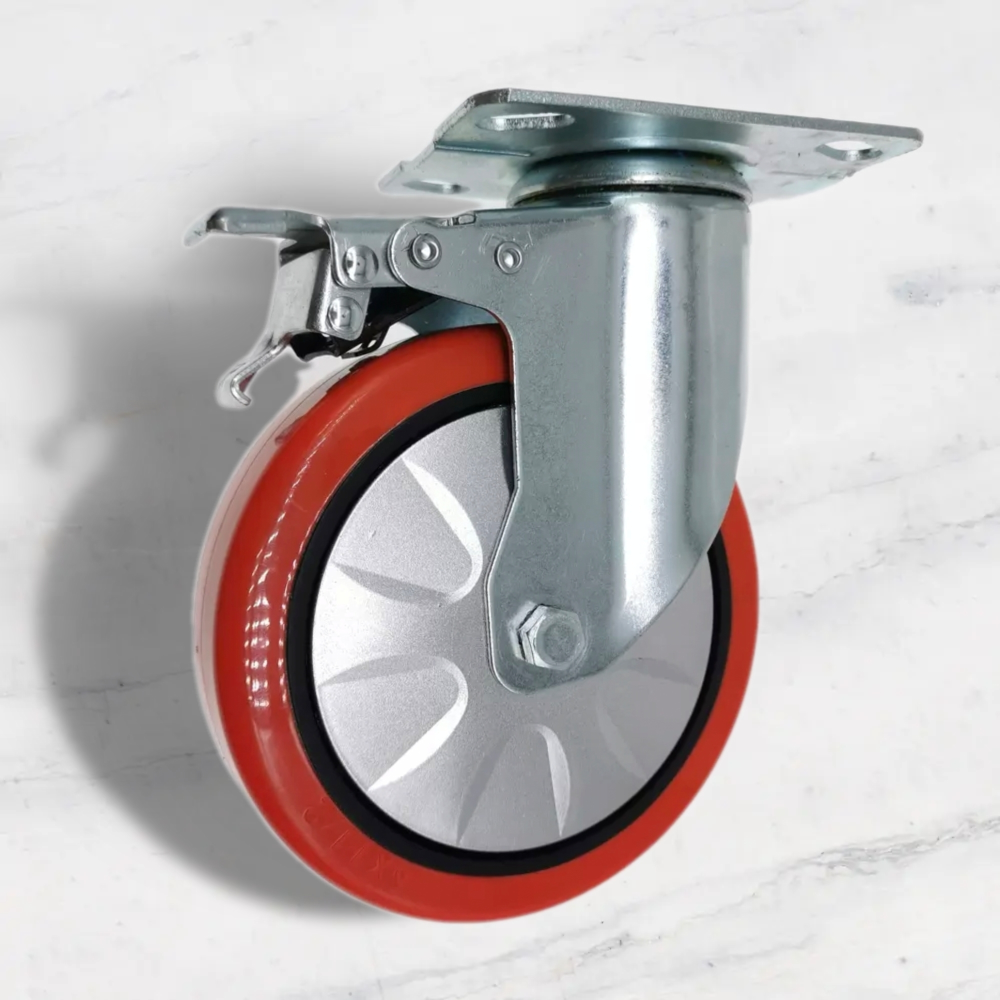 Medium Heavy Duty High Loading Industrial Swivel Dual Brake 6 Inch 150 Mm Wheel Tool Trolley Pu Polyurethane Casters 1