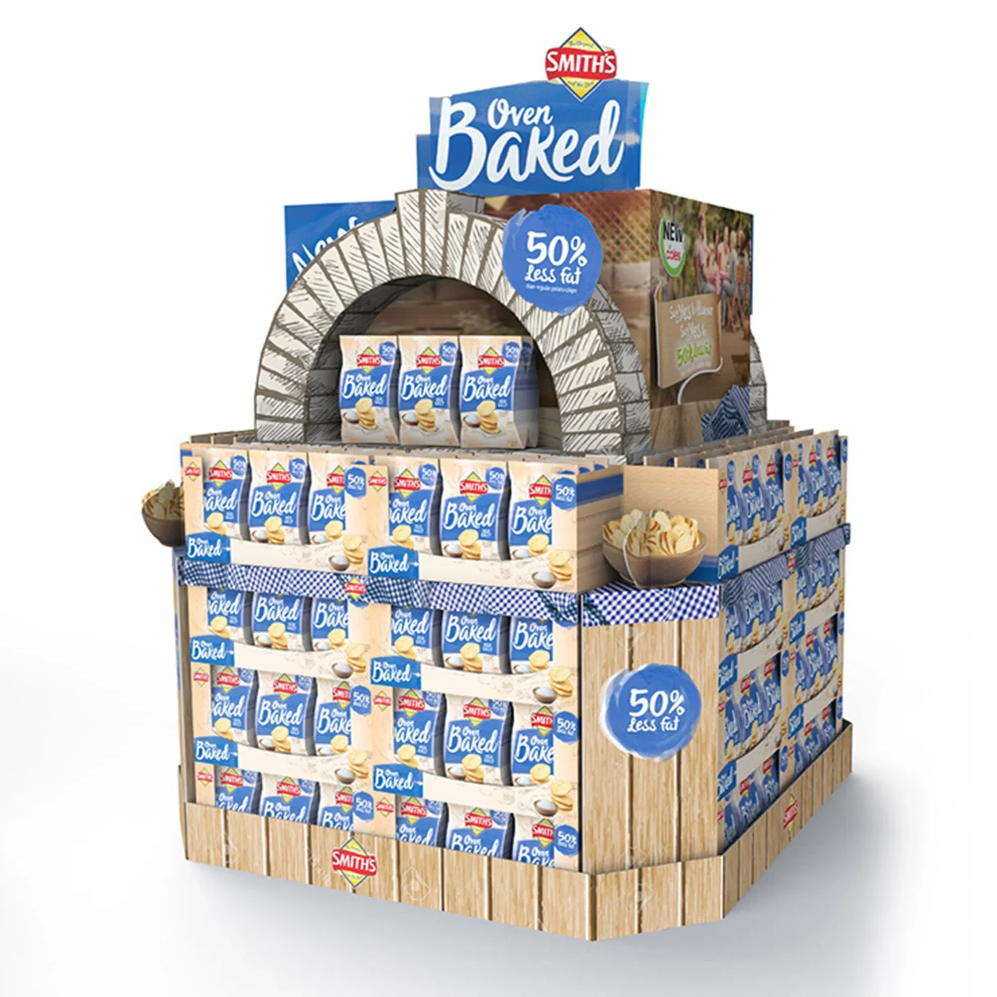 Custom Supermarket Retail Cardboard Stackable Tray Display PDQ Box Chips Nuts Cookies Snack Cardboard Pallet Displays 1