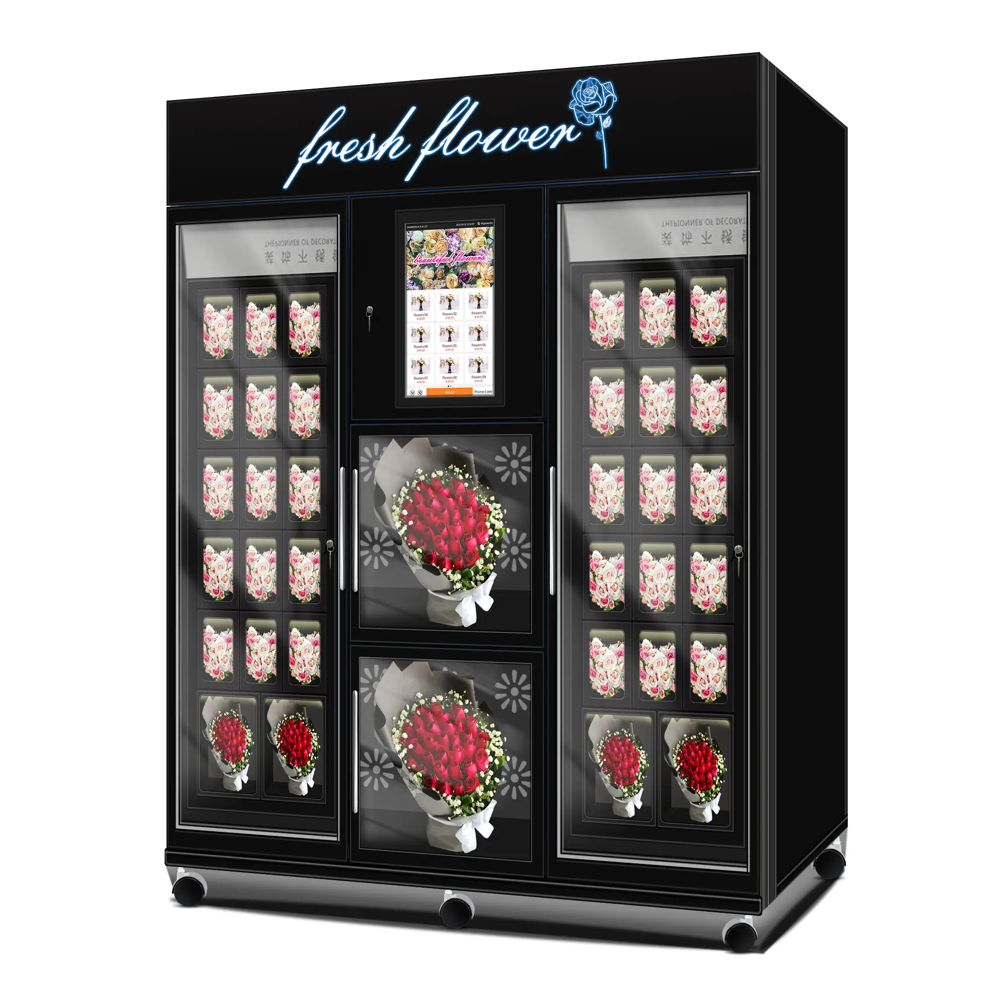 Haloo Vending Machine Supplier 36 Locker Numbers Flower Vending Machine 21.5inch Touch Screen With Cash Card Reader Bill On The Machine 1