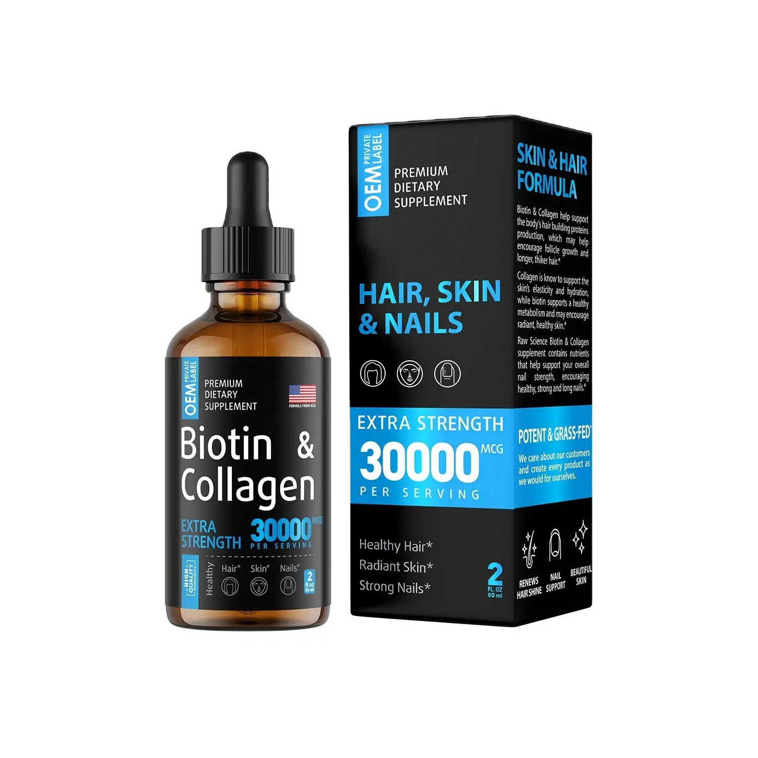 Collagen & Biotin Liquid Drops 60ml, Hair Growth Skin Nails 1