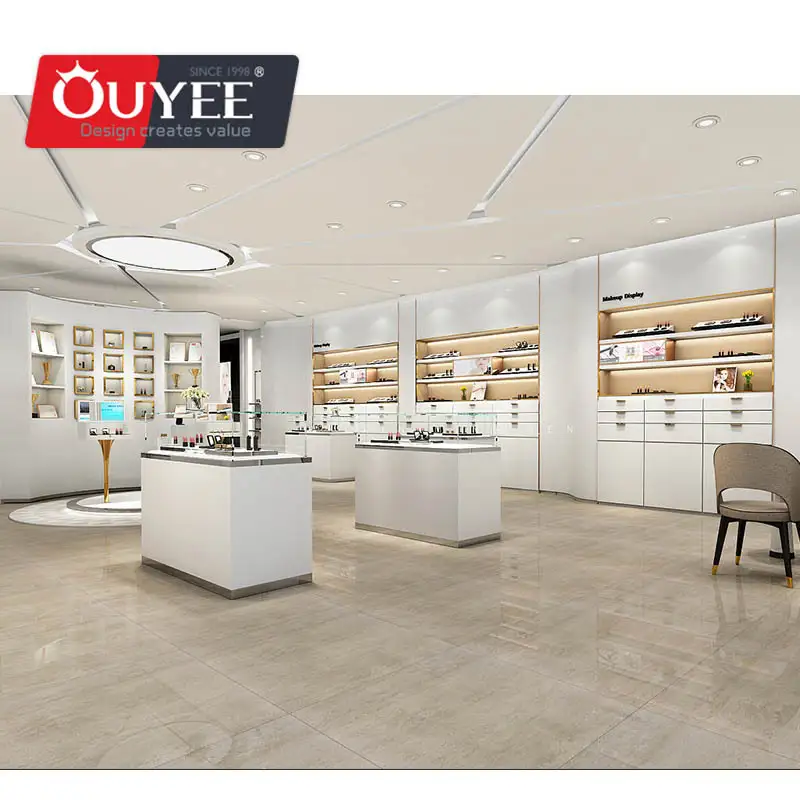 Prateleira expositora para loja de perfumes em shopping center com vitrine personalizada. 1