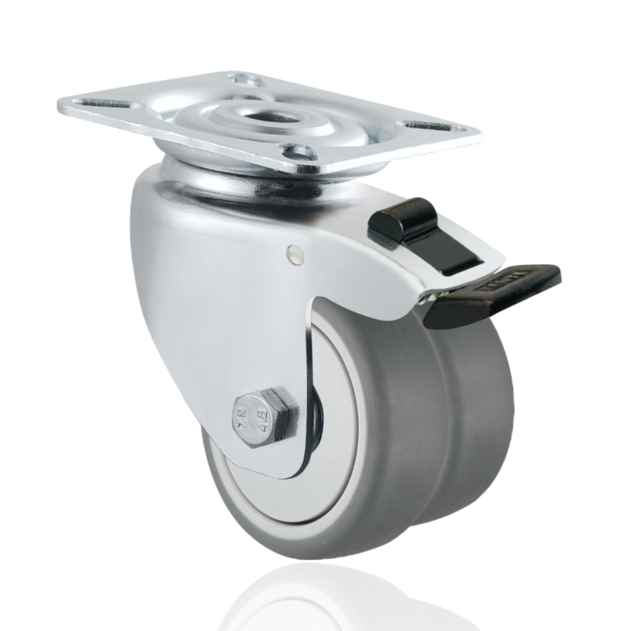 Wholesale 2inch 3inch 50 75 Mm Grey Polypropylene Thermoplastic Rubber Plain Single Ball Braring Casters With Brake 1