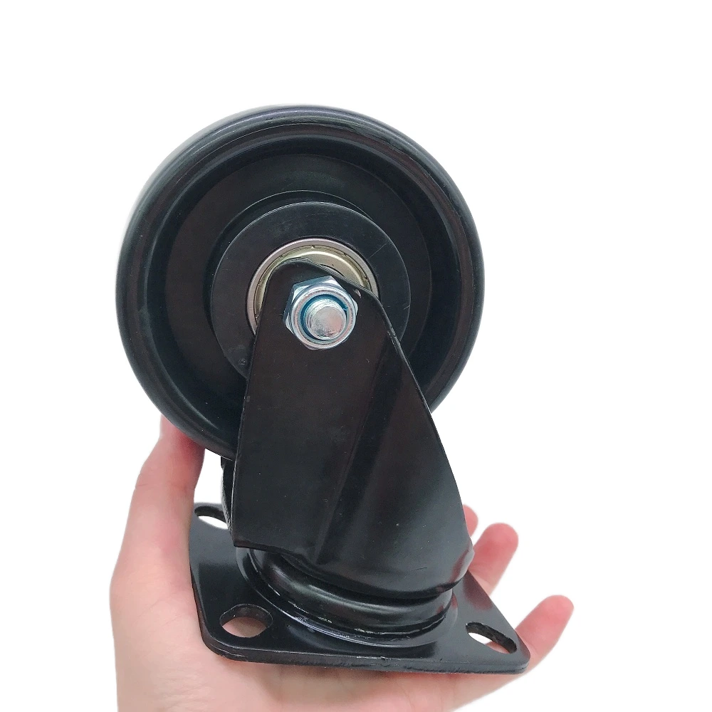 4inch 100mm Double Ball Bearing Black Nylon Caster Swivel Heavy Duty Hand Trolley Wheel 1
