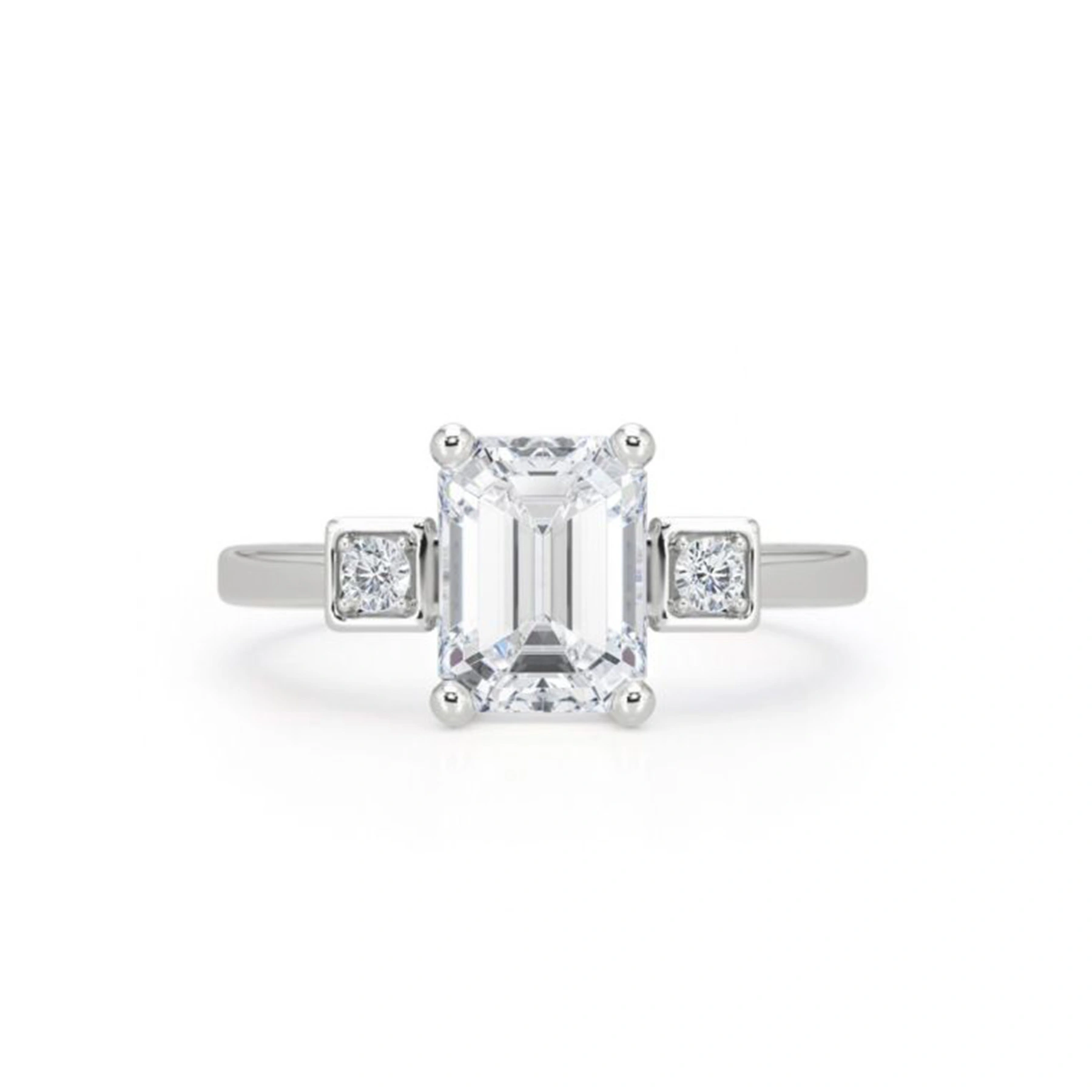 925 Sterling Silver Emerald Cut Lab Grown Diamond Ring Three-stone Engagement Ring With Side Accents Women's Fine Jewelry 1