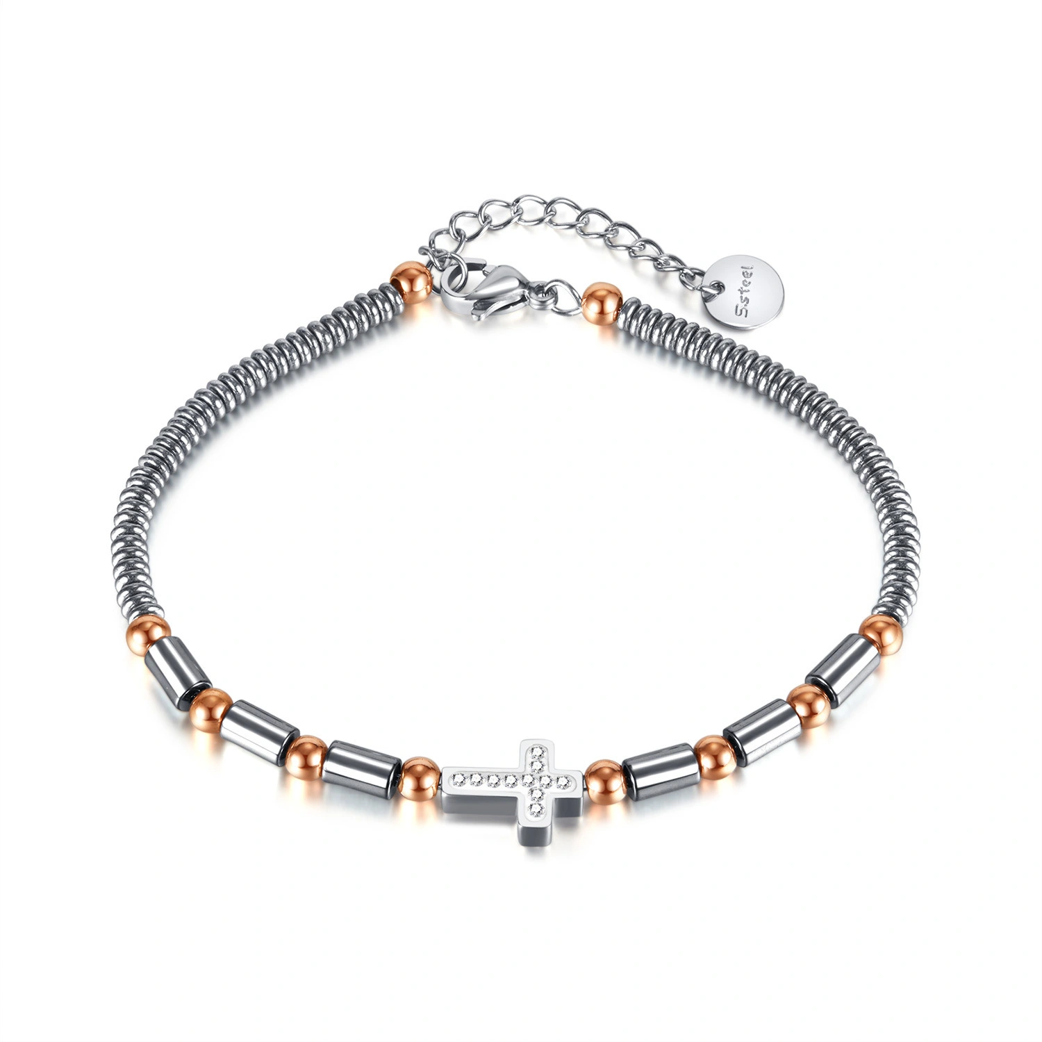 Manufacturer Wholesale Fashion Cross Beaded Bracelets Men And Women Universal Luxury Stainless Steel Bracelets 1