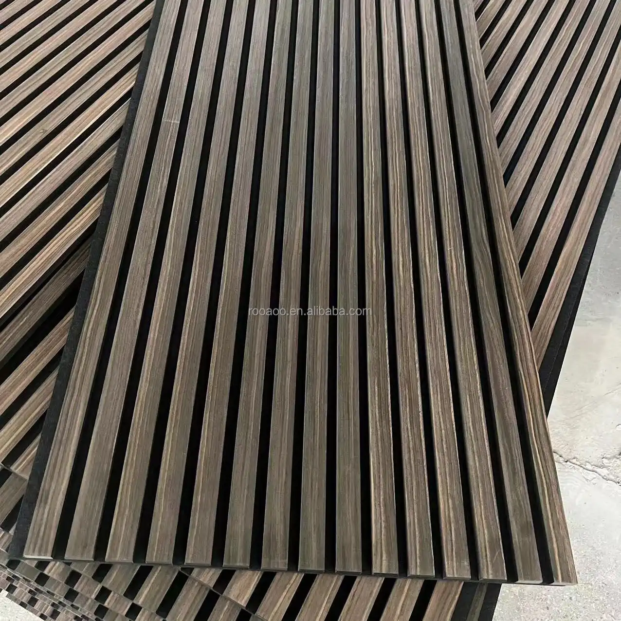 European Wooden Slat Acoustic Wall Panels Soundproofing Polyester Boards 1