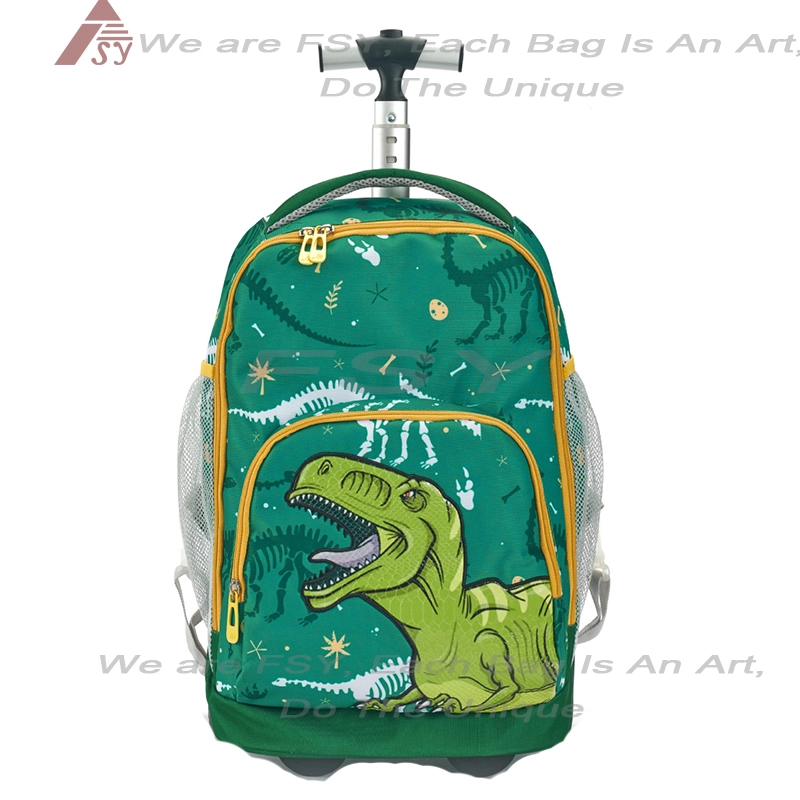Wholesale Custom Dinosaur Cartoon Wheels Bag For Children Student School Rolling Backpack Kids Trolley School Bags 1