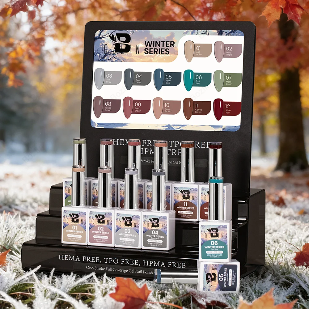 Kit de vernis à ongles gel UV/LED Bozlin 12 couleurs haute pigmentation sans HEMA ni TPO 1