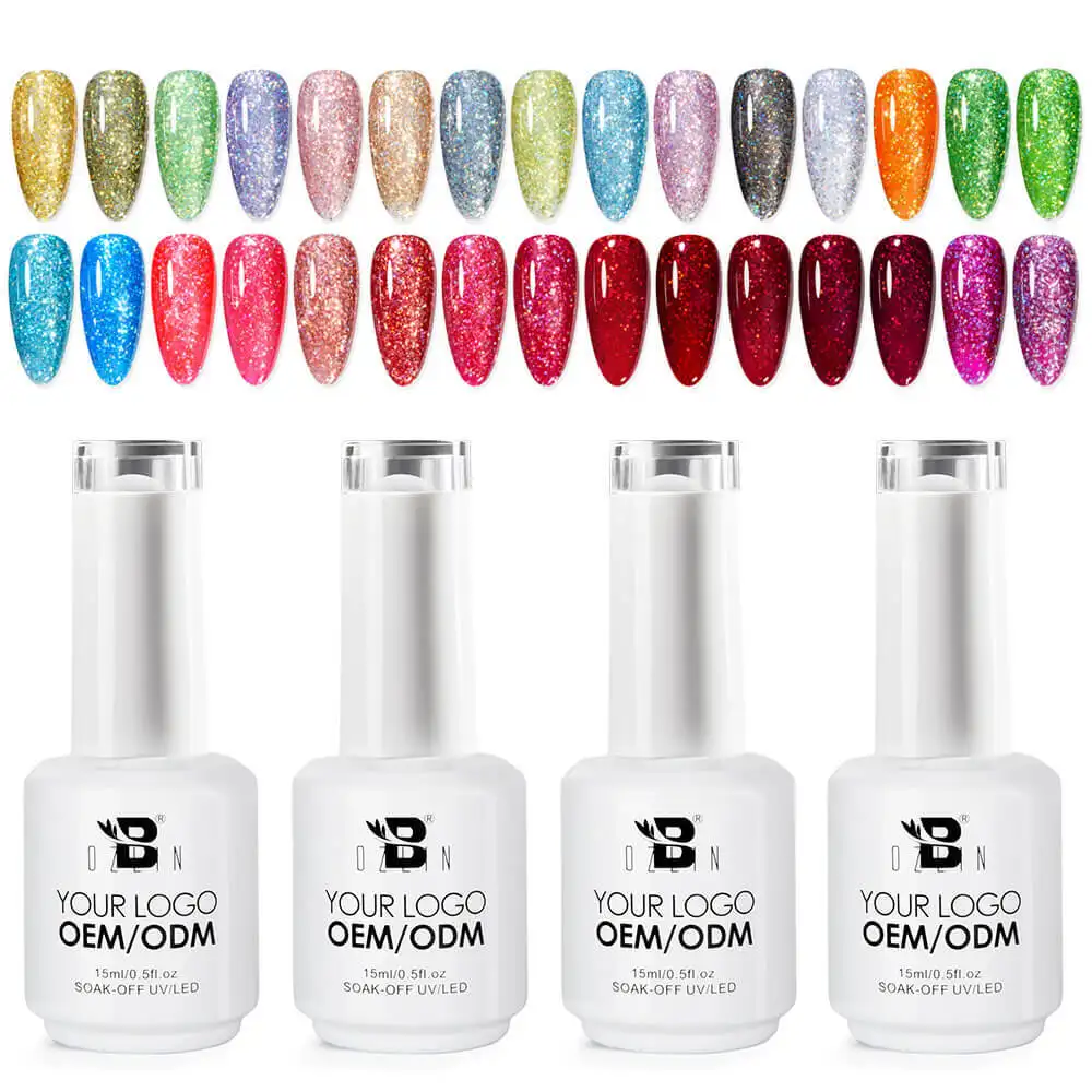 Bozlin 30 Colors 15ml Semi Permanent UV Soak Off Glitter Gel Nail Polish 1