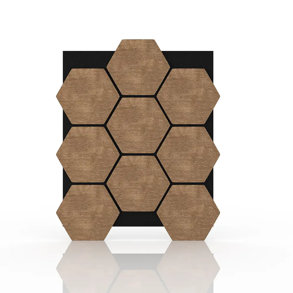 MDF Hexagon Wooden Slat Felt Acoustic Panels with Polyester Fiber Sheet 1