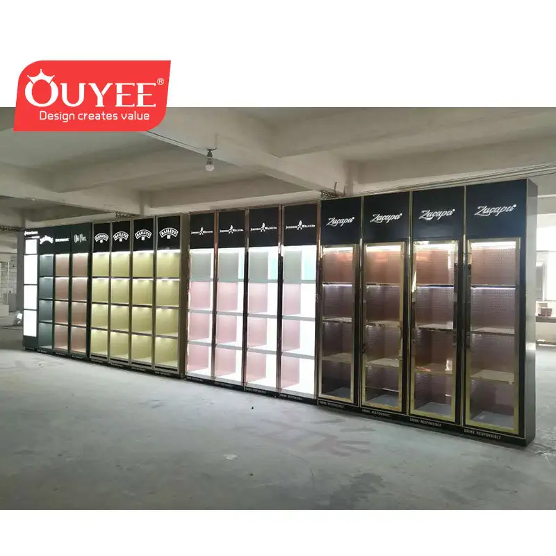 خزانة عرض وواجهة عرض النبيذ لمتجر النبيذ 1