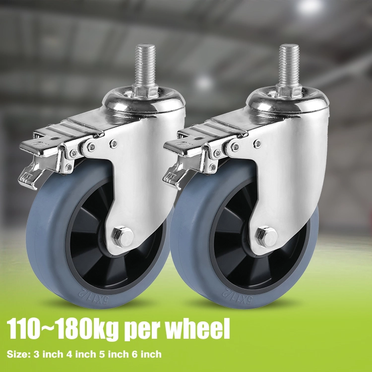Professional Manufacturer Mid-heavy Duty Swivel Tpr 3/4/5/6 Wheel Caster Wheels For 110-180 Kg Load-bearing 1