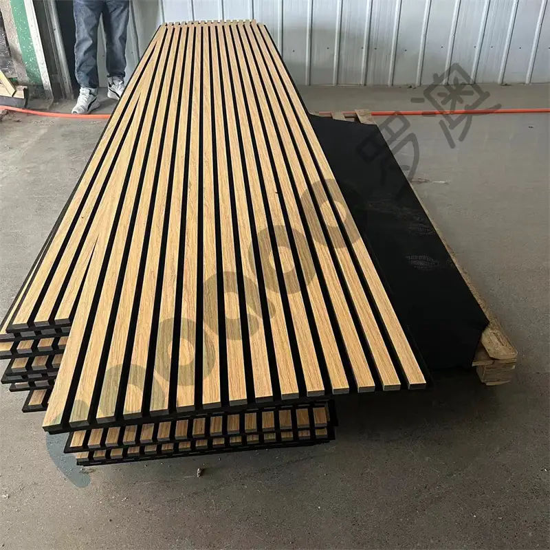 Walnut Oak Waterproof Acoustic Wood Panel Slats Sound Absorbing Akupanel 1