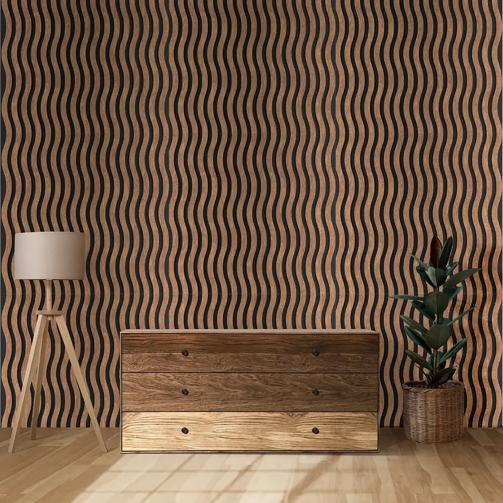 Wave Shape Acoustic Wooden MDF Wall Panels Sound Absorbing Decorative Panels 1