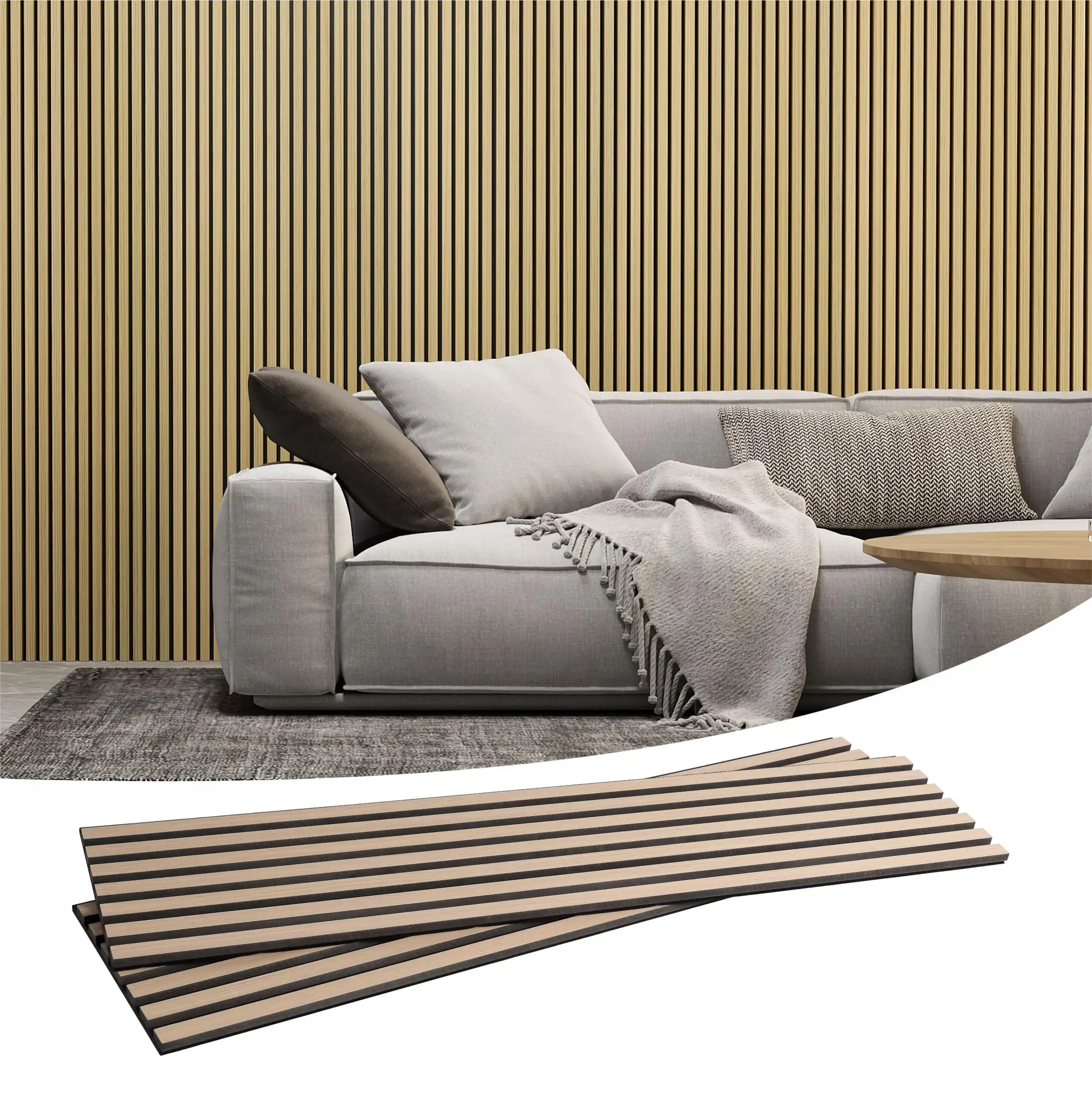 European Wooden Slat Acoustic Wall Panels Soundproof PET Felt Akupanel 1