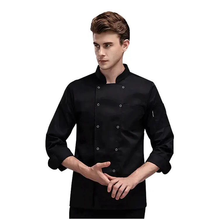 Maßgeschneiderte Arbeitsuniformen für Herren: Langärmlige, atmungsaktive Kochjacken für Restaurant- und Hotelküchen 1