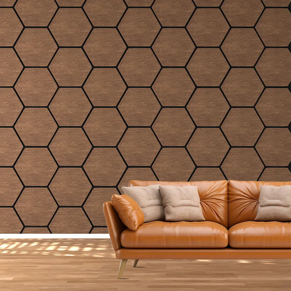 Milieuvriendelijke MDF houten zeshoekige akoestische panelen met vilt en polyestervezels 1